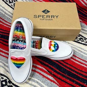 Sperry Unisex Striper II Pride Multi-Colour Slip-On Sneakers | Size Men 4.5